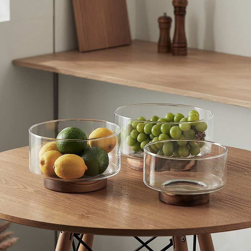 日式简约木质底托玻璃水果盘家用客厅收纳盒高脚干果盘零食糖果盘,餐饮具,果盆/果盘/果篮,淘宝优惠券,粉丝福利购,淘宝优惠卷