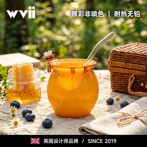 英国wvii原彩耐热玻璃蜂蜜罐