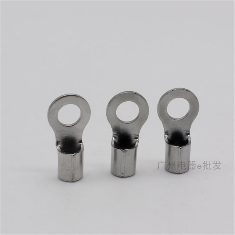 RNB8-6S紫铜冷压接线端子 圆形裸端子 铜线耳 OT线鼻 接6-10平方