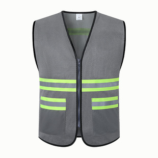 灰色中国建筑施工马甲背心反光安全服住建局安全纠察人员反光背心