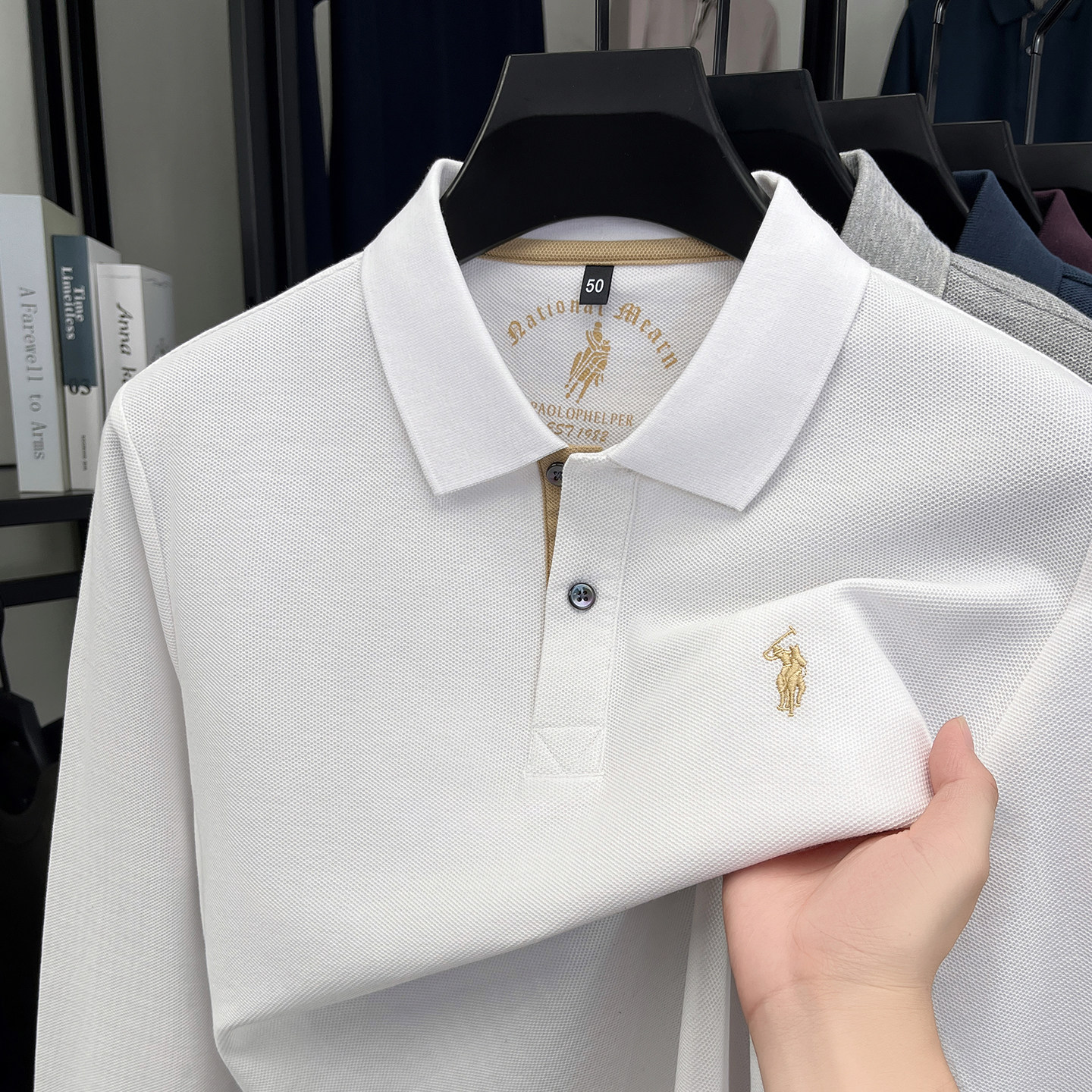 保罗男士长袖t恤翻领Polo衫春秋季2026新款纯棉刺绣休闲男款上衣