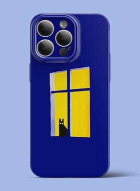 孤独黑猫iPhone16手机壳15苹果14Promax小众13高级感12不会撞壳11华为mate60pro原创Pura70荣耀X50小米14适用