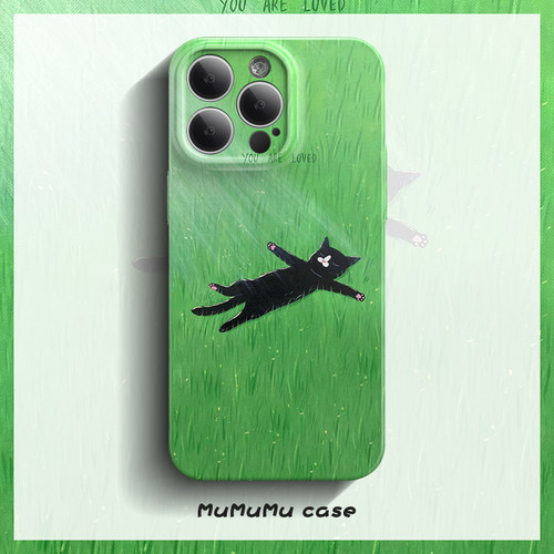 惬意小猫 iPhone16Promax手机壳15苹果14plus软壳13可爱12全包11华为Pura70Pro插画mate60小米14红米k70适用