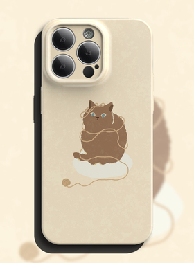玩线团的猫iPhone16手机壳苹果15promax新款14菲林13软壳12可爱11创意xr适用8plus防摔mate60pro华为pura70