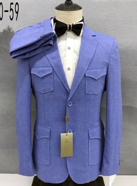 时尚潮流青年男式西装修身商务婚礼正装西服两件套MT240、241红控