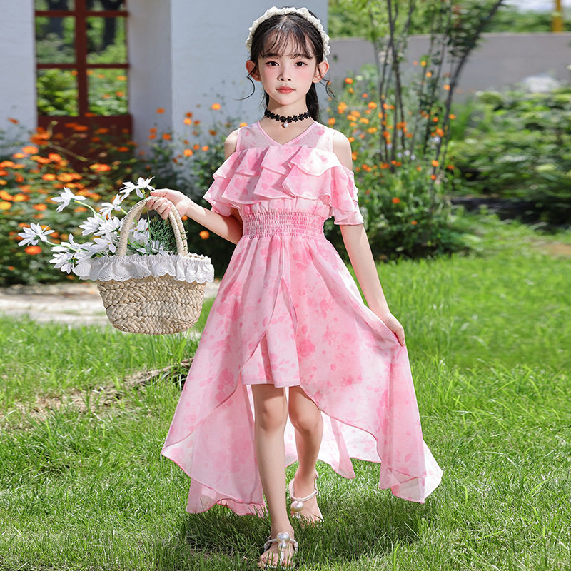 女童连衣裙2026新款夏季雪纺碎花洋气薄款中大童长裙公主风裙子夏