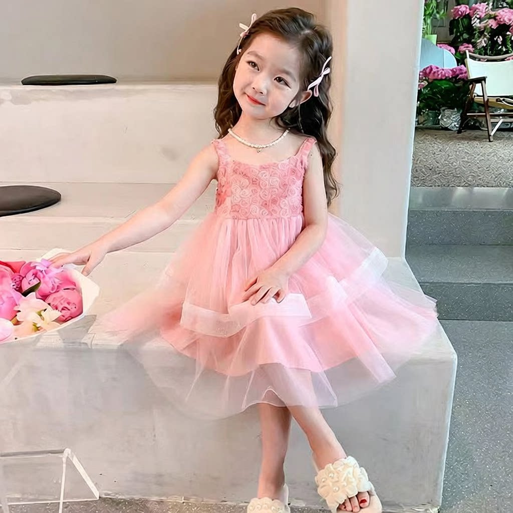 夏装时尚软纱宝宝裙子仙女蓬蓬裙连衣裙潮儿童夏季蕾丝连衣裙女童