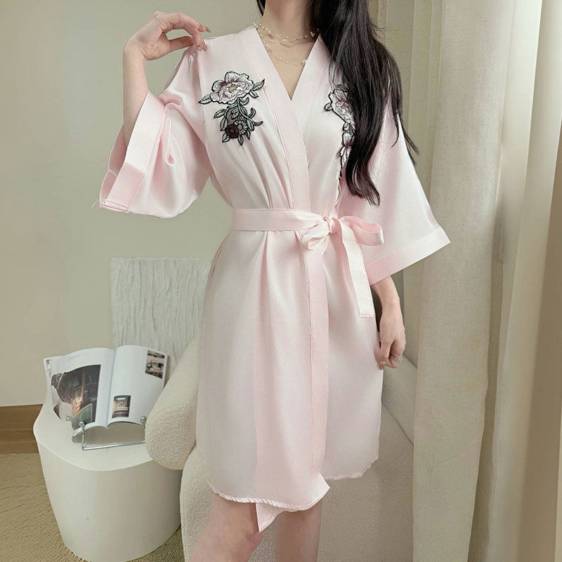 性感睡衣浴袍女夏季冰丝2025年新款短袖睡袍轻奢高级感家居服晨袍