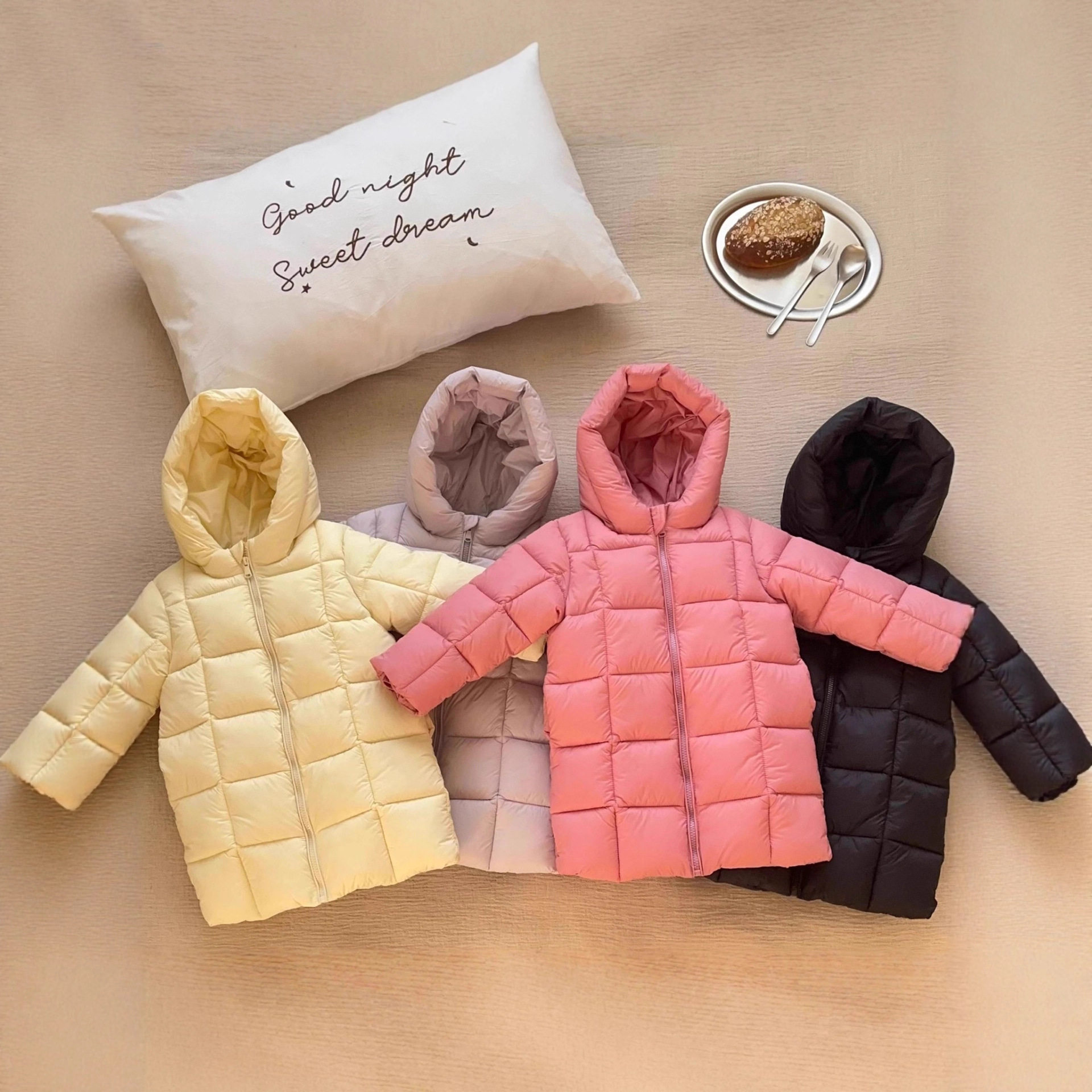 童装儿童棉服男女宝宝修身中长款大中小童羽绒棉外套女孩加厚棉衣