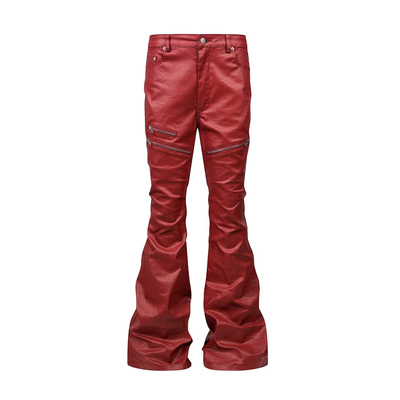 REBEL WAVE 25ss “ЯЁD”液态金属红色涂层蜡裤微喇牛仔裤