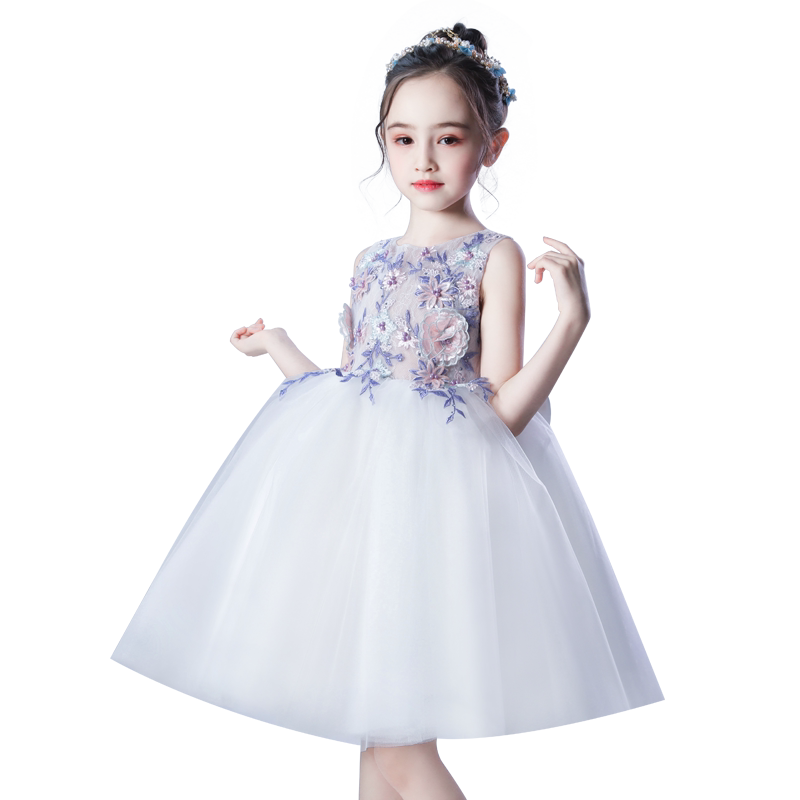 小众女童生日礼服紫色洋气高端主持人花童婚礼钢琴演奏公主裙超仙