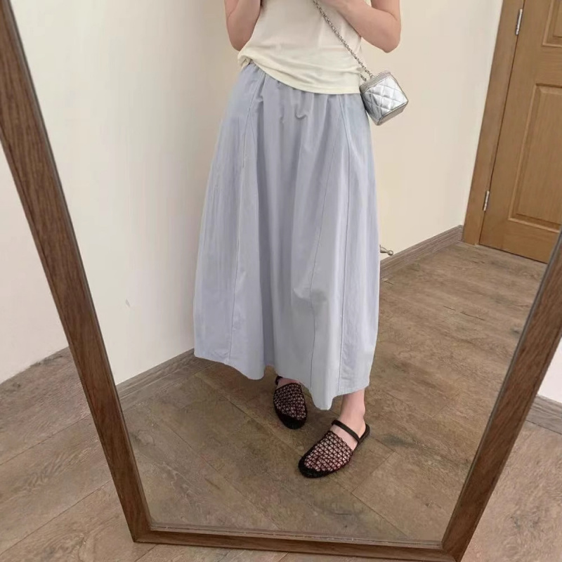 年春季法式a字裙半身裙女高腰伞裙小个子遮胯显瘦中长款裙子