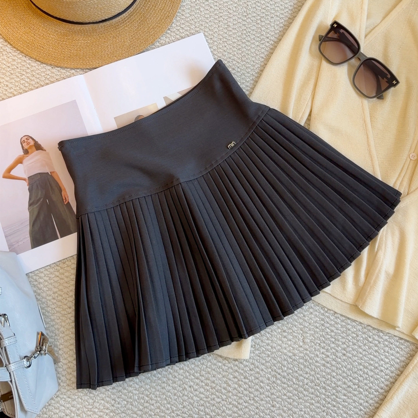 小个子防走光西装百褶短裙女2026春夏新款高腰显瘦百搭A字半身裙