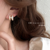 贝壳字母H耳夹无耳洞女小香轻奢高级感耳环2025新款 绝美耳饰耳钉