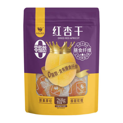 咪GO鹦鹉红杏干268g含膳食纤维独立包装原果厚切酸甜软糯