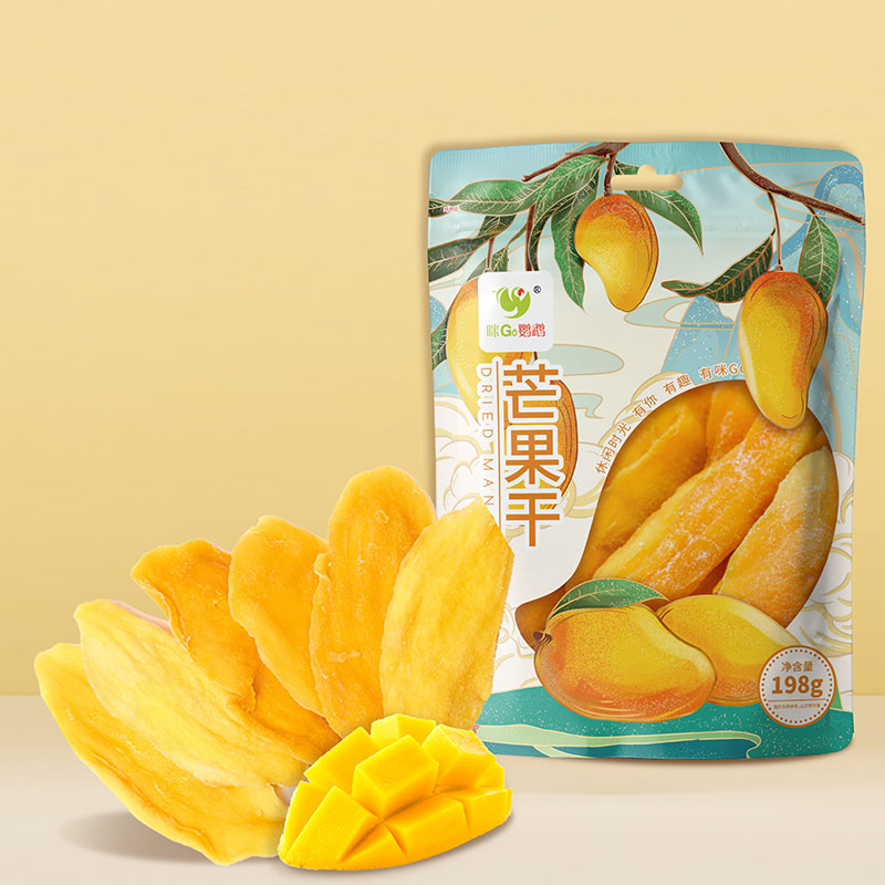 咪GO鹦鹉芒果干袋装198g零食果脯厚切水果干水原味果干