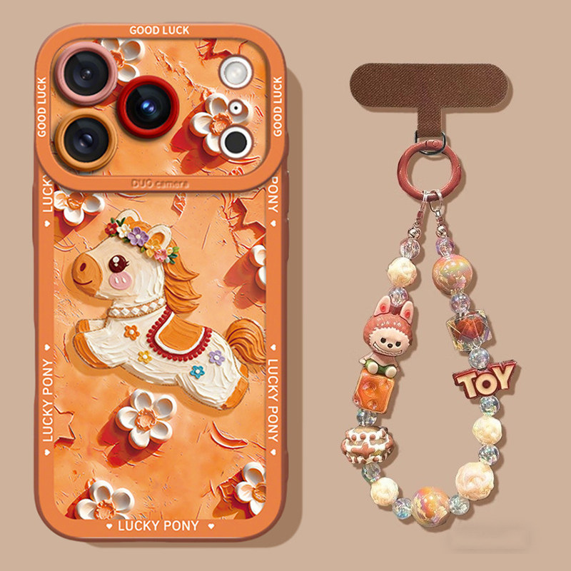 油画小马适用iPhone17pro全包本命年苹果手机壳17promax液态17air硅胶壳高级感15保护套ip16promax带挂绳新款