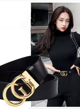 黑色真皮皮带女士2025新款配牛仔裤宽腰带女装饰高级感裤带设计感