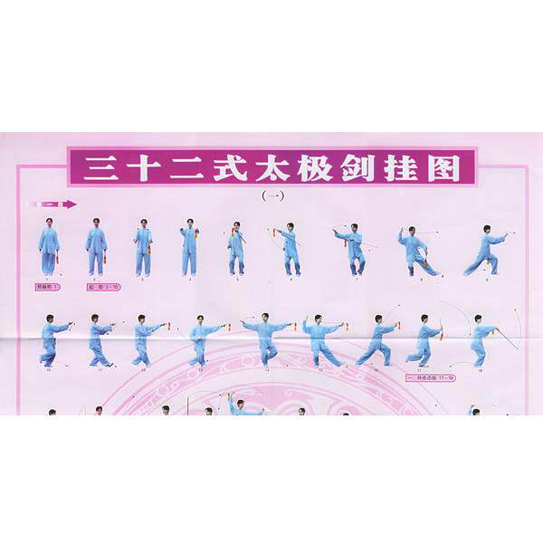 【正版书】 三十二式太极剑挂图 叶莱 制作 北京体育大学出版社