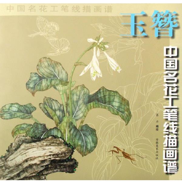 【正版书】 中国名花工笔线描画谱－玉簪 慕石　编绘 安徽美术出版社