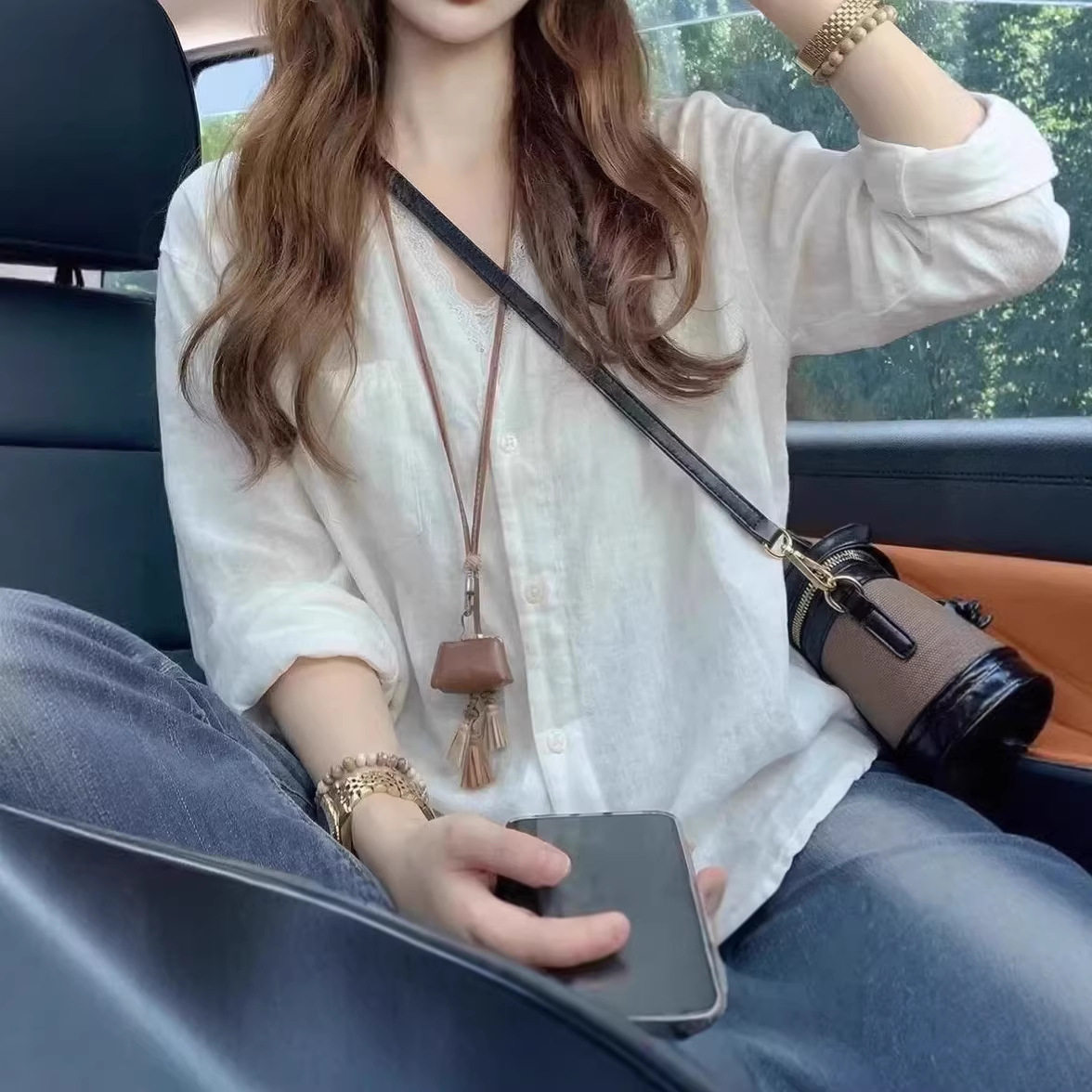 白色蕾丝轻薄防晒开衫长袖衬衫女春夏小众减龄显瘦感衬衣外套