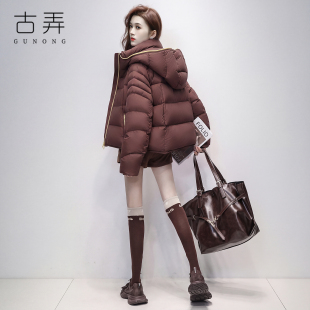 云朵泡芙羽绒服女短款小个子2026冬季新款糖果色面包服撞色厚外套