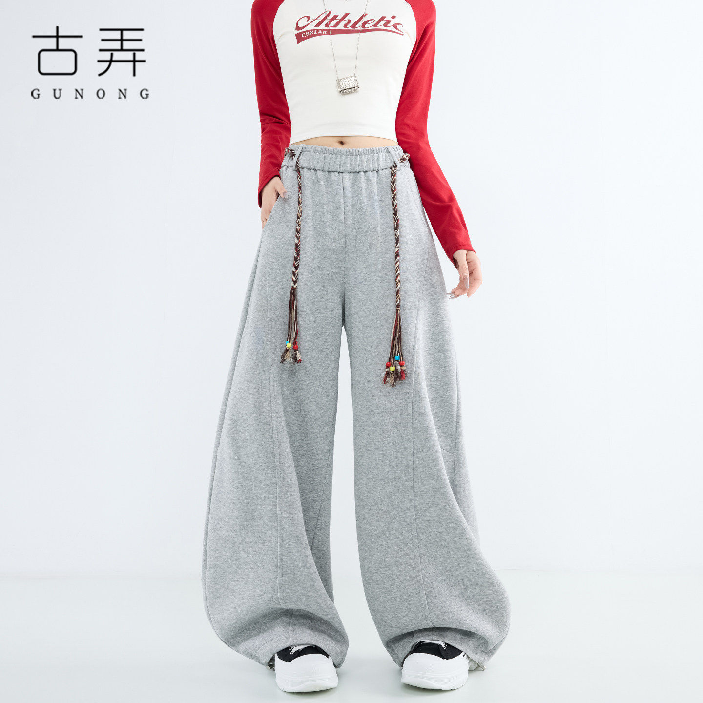 休闲卫裤阔腿裤女2026春季新款宽松显瘦运动百搭弯刀裤垂坠感裤子