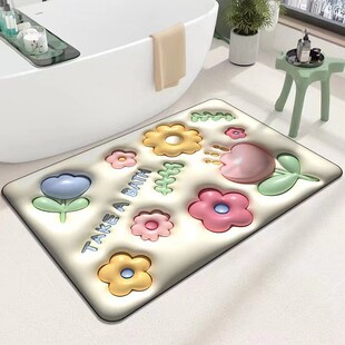 加厚硅藻泥3D印花地毯地垫浴室卫生间吸水速干脚垫防滑垫入户门垫