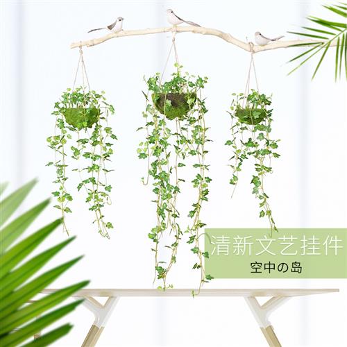 壁挂花仿真绿萝客厅绿植物装饰垂吊假花藤条室内塑料藤蔓吊兰吊篮