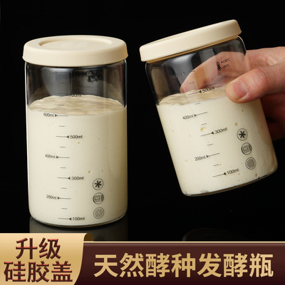 高硼硅玻璃酵母素发酵罐天然鲁邦种波兰种培养皿硅胶盖密封储物罐