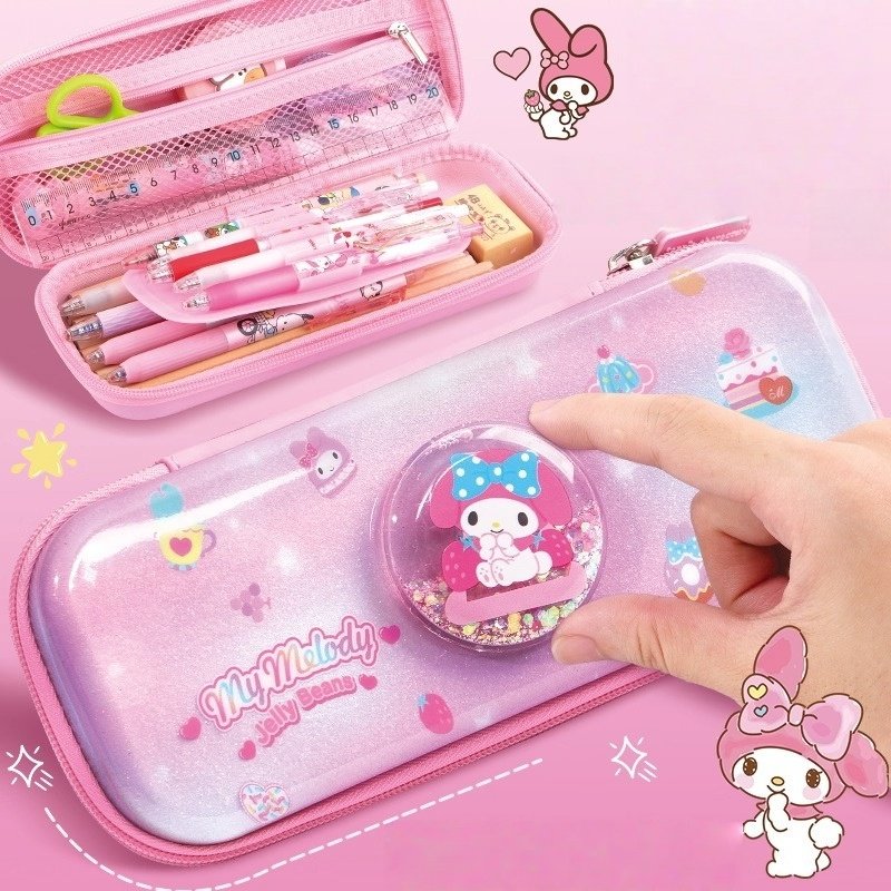 美乐蒂小学生笔袋女孩子流沙铅笔盒幼儿园儿童大容量卡通文具盒