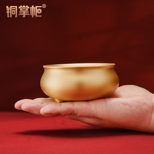 铜掌柜香炉纯铜家用供奉上香烧香室内插香香道黄铜宣德炉铜香炉