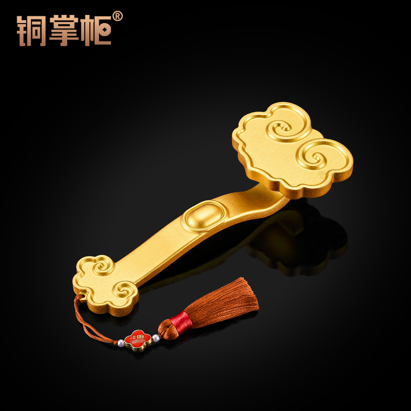 铜如意摆件黄铜如意手把件事事如意家居玄关酒柜装饰招财工艺礼品