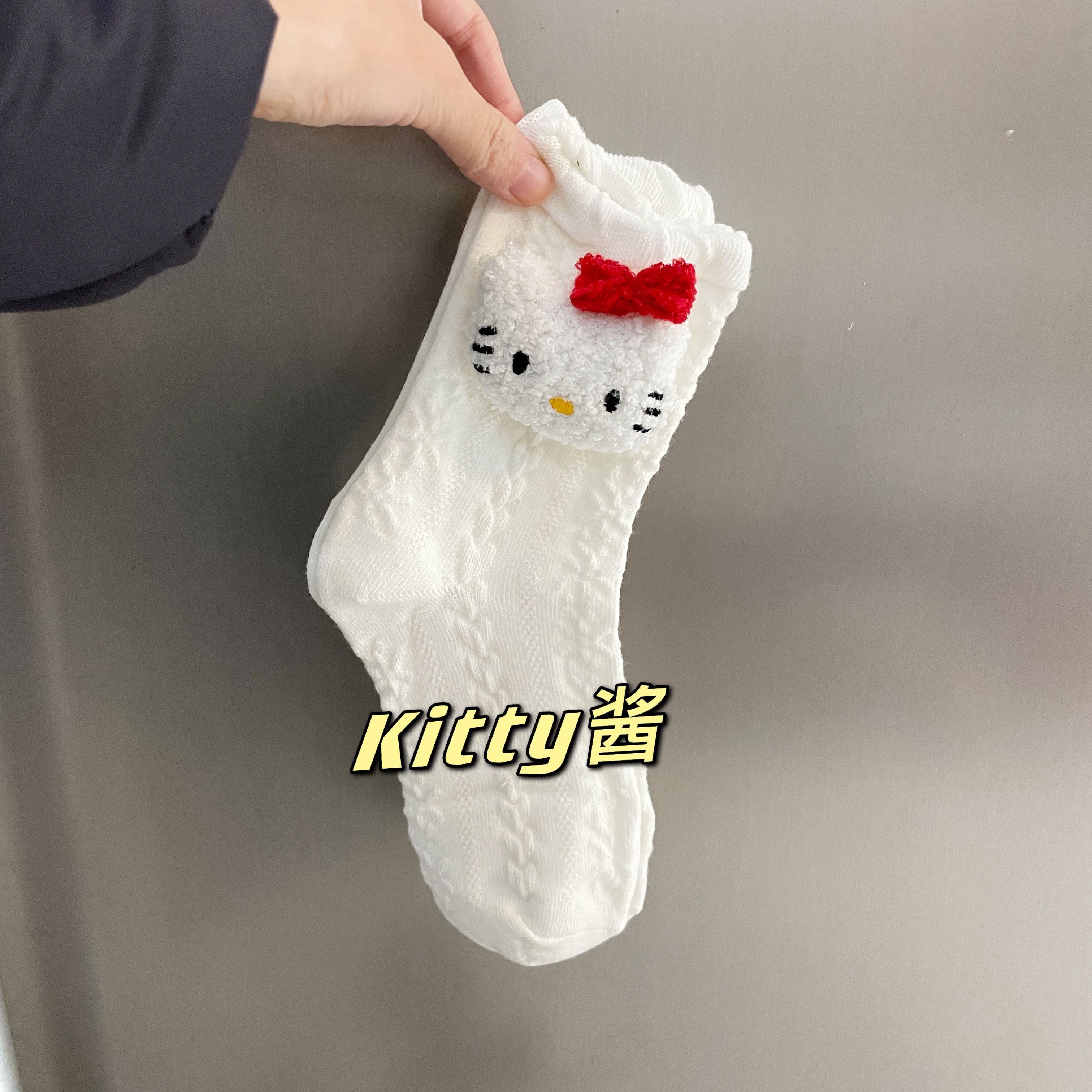 hellokitty玩偶袜子卡通秋冬凯蒂猫长筒袜哈喽kt棉袜女孩子幼儿园