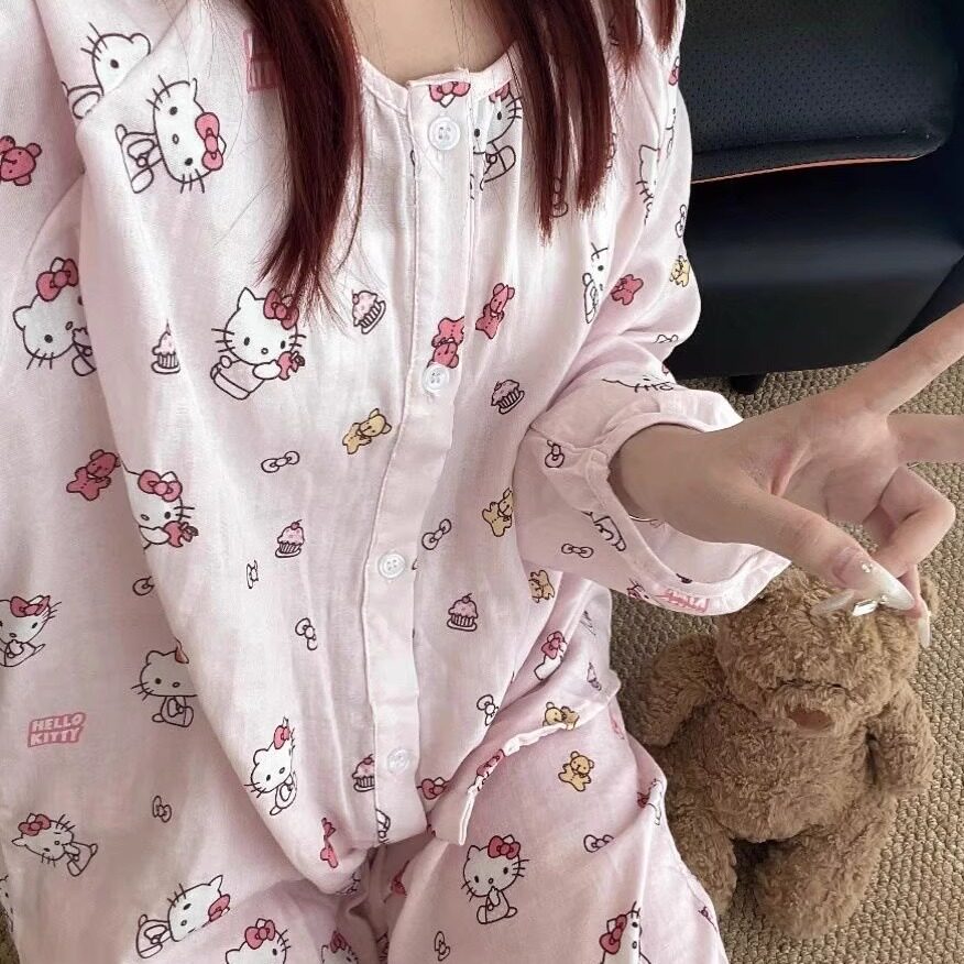 kitty猫秋冬季睡衣女新款可爱大学生宿舍可外穿 凯蒂猫家居服套装