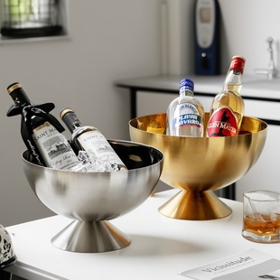 不锈钢香槟桶冰桶冰镇桶冰块桶冰镇饮料水果家用商用大容量桶容器