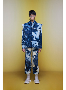 ANGEL CHEN陈安琪 原创设计扎漂牛仔裤宽松运动长裤