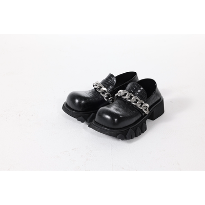 ANGEL CHEN 陈安琪原创设计黑色鳄鱼纹乐福龙齿鞋女