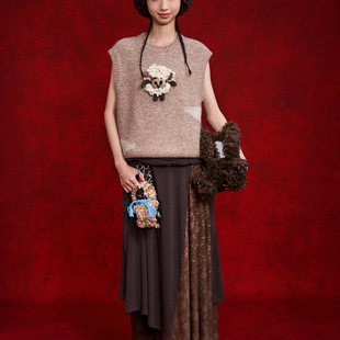 云朵小牦牛棕色针织背心 PS26 ANGEL CHEN设计师品牌陈安琪