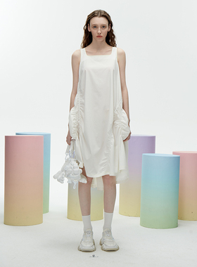 ANGEL CHEN 陈安琪 原创设计 春夏系列 A型抽褶镂空连衣裙女