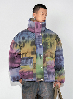 ANGEL CHEN陈安琪 深色扎染口袋羽绒服男女同款