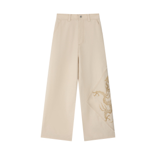 万针龙纹刺绣木棉长裤 SS24 CHEN陈安琪 ANGEL