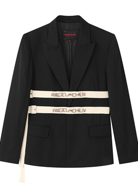 ANGEL CHEN陈安琪 SS24 黑色手工盘扣双腰带西装