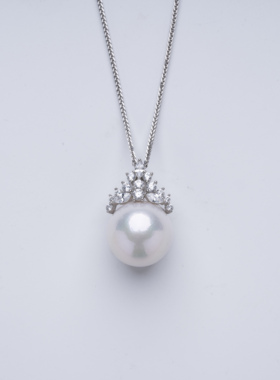 【】爱迪生珍珠银S925白色珍珠吊坠14-15mm