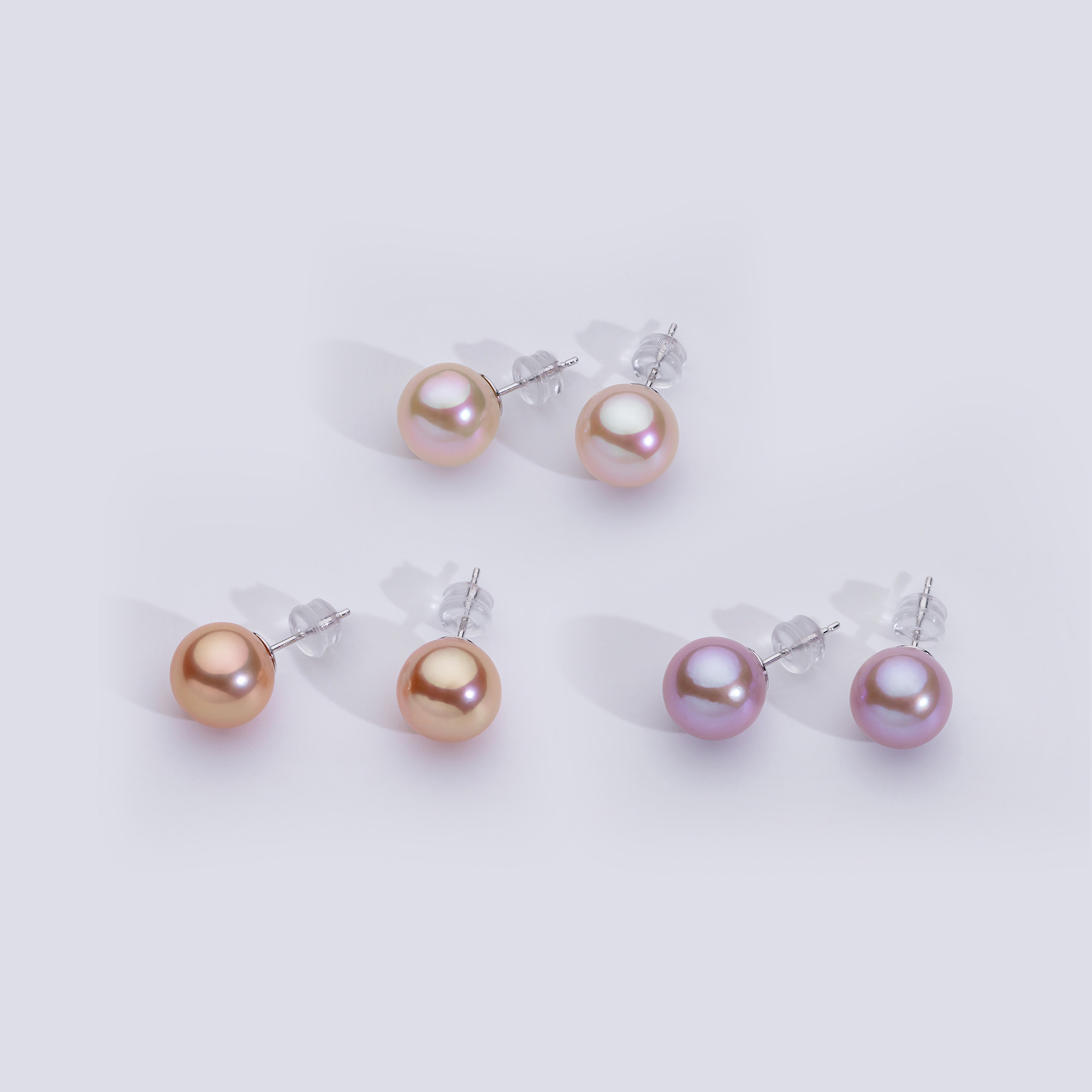 爱迪生珍珠天然珍珠耳钉 银S925珍珠耳钉简约送女友10-11mm耳饰