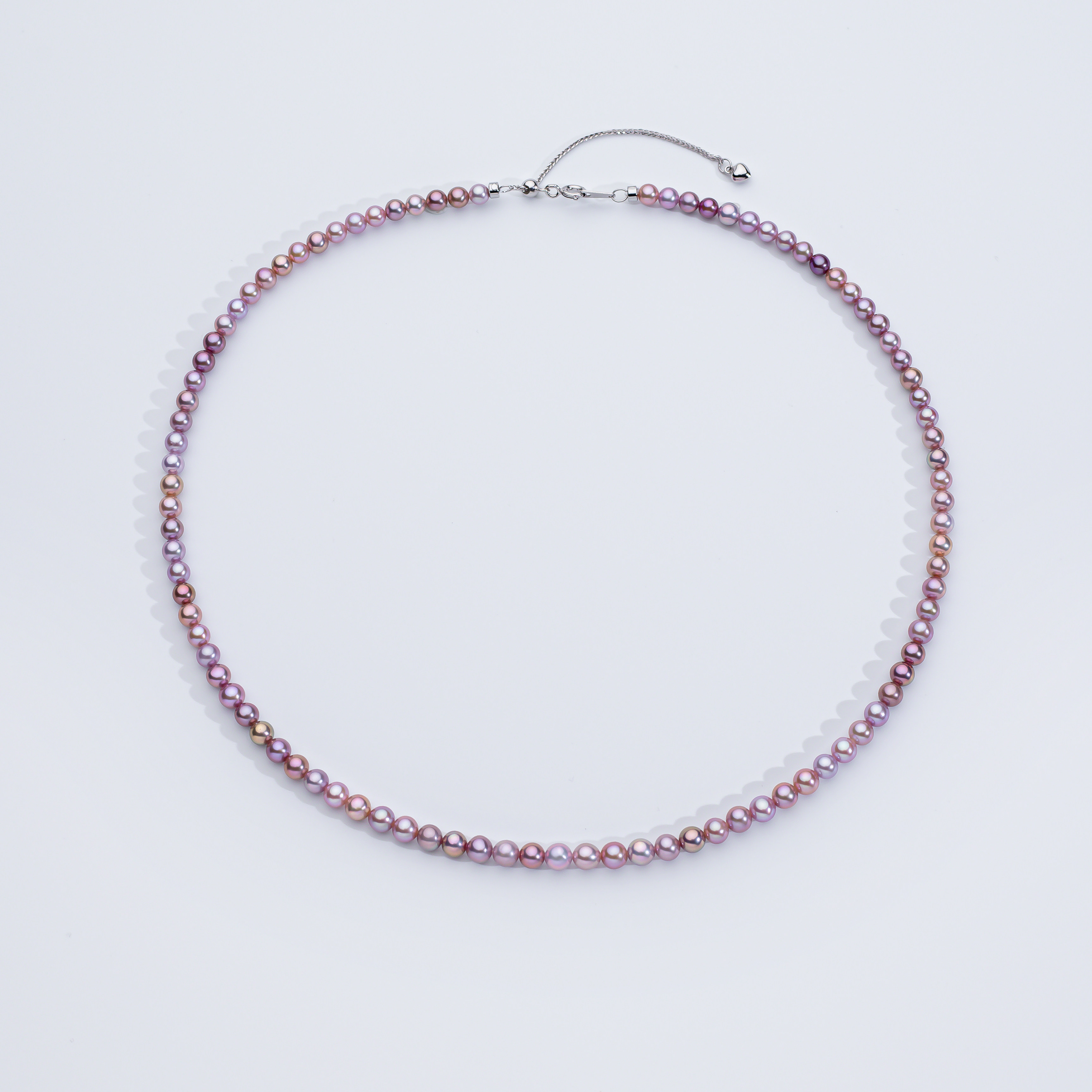 爱迪生珍珠天然珍珠项链S925银糖果色珍珠项链4-5mm颈饰女锁骨链