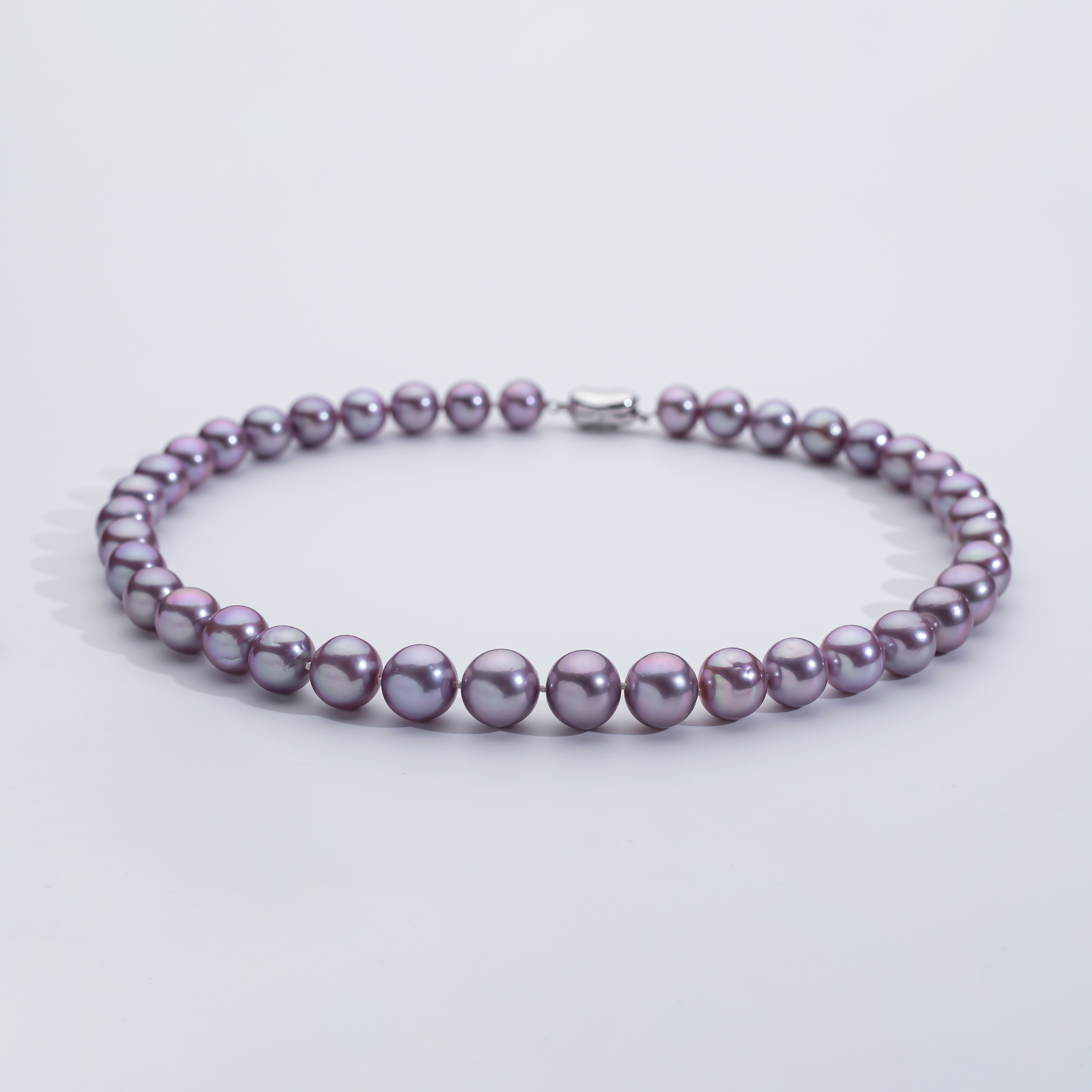 爱迪生珍珠天然珍珠项链S925银紫色珍珠项链9.5-13mm女款锁骨链