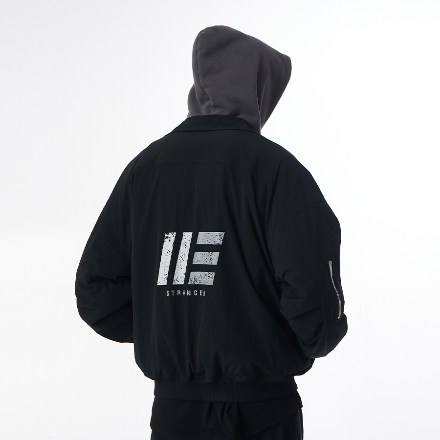 11E翻领秋冬廓形印花飞行夹克