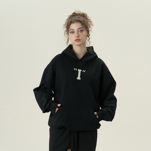 复古重磅400g连帽卫衣帽衫 I人胸前印花美式 外套男女秋冬 11E