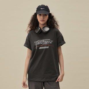 素印花短袖 11E 闪电赛车元 情侣宽松撞色美式 圆领T恤 国潮牌春夏季